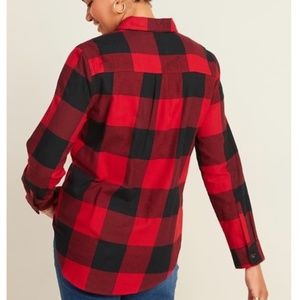 Old Navy Womens Classic Plaid Flannel Shirt Red M